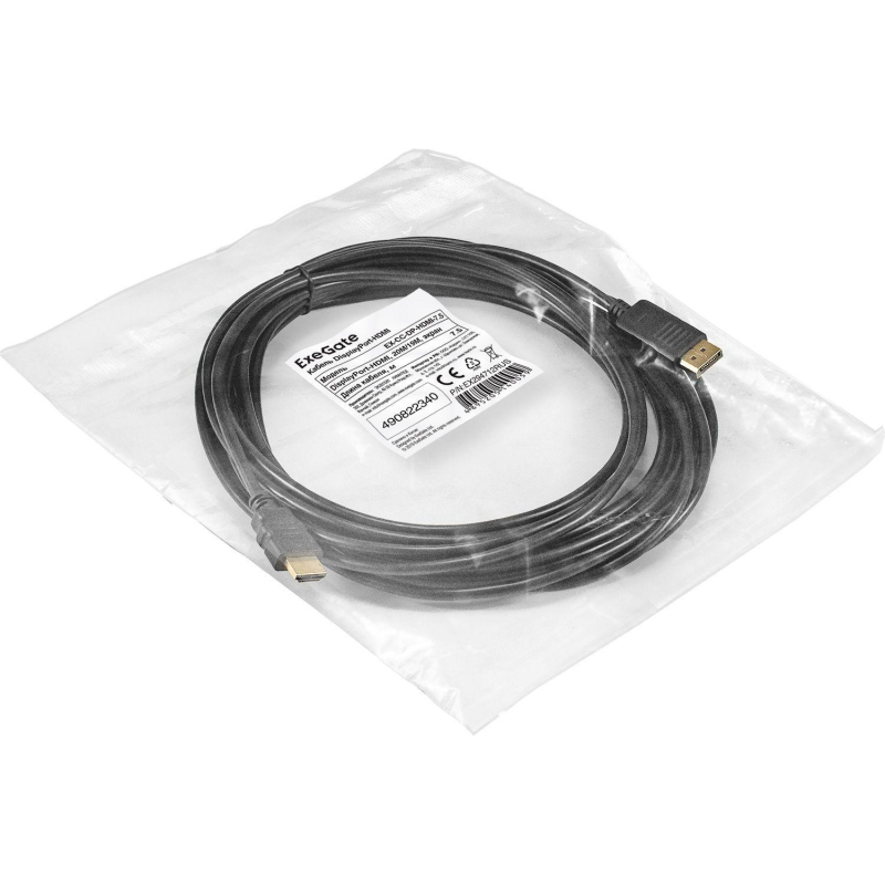 Кабель DP-HDMI ExeGate EX-CC-DP-HDMI-7.5 (20M/19M, 7,5м, экран) EX294712RUS - фото 2