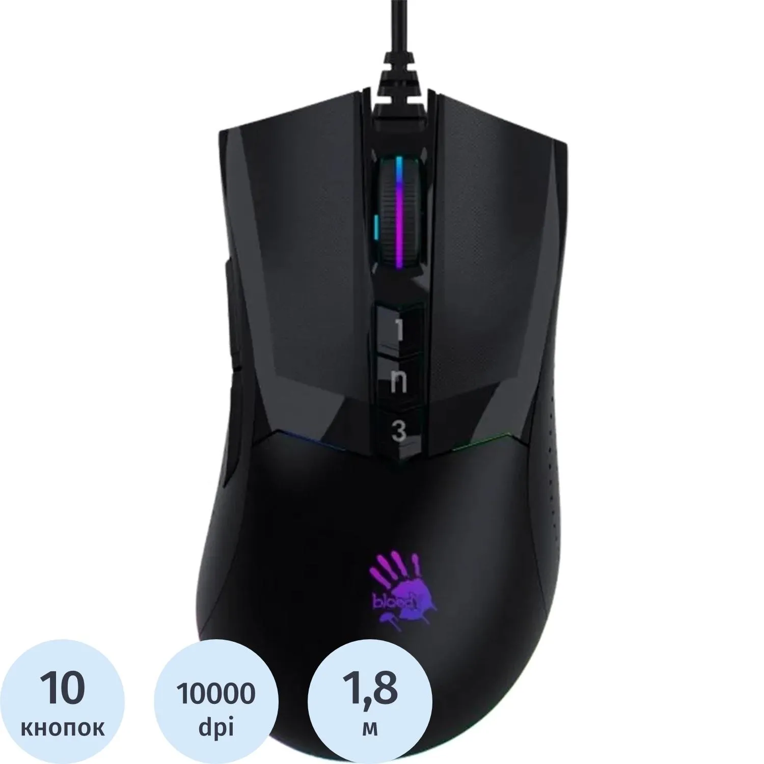 Мышь компьютерная A4Tech Bloody(W90 MAX ( STONE BLACK))чер.10000dpi USB 7b - фото 1