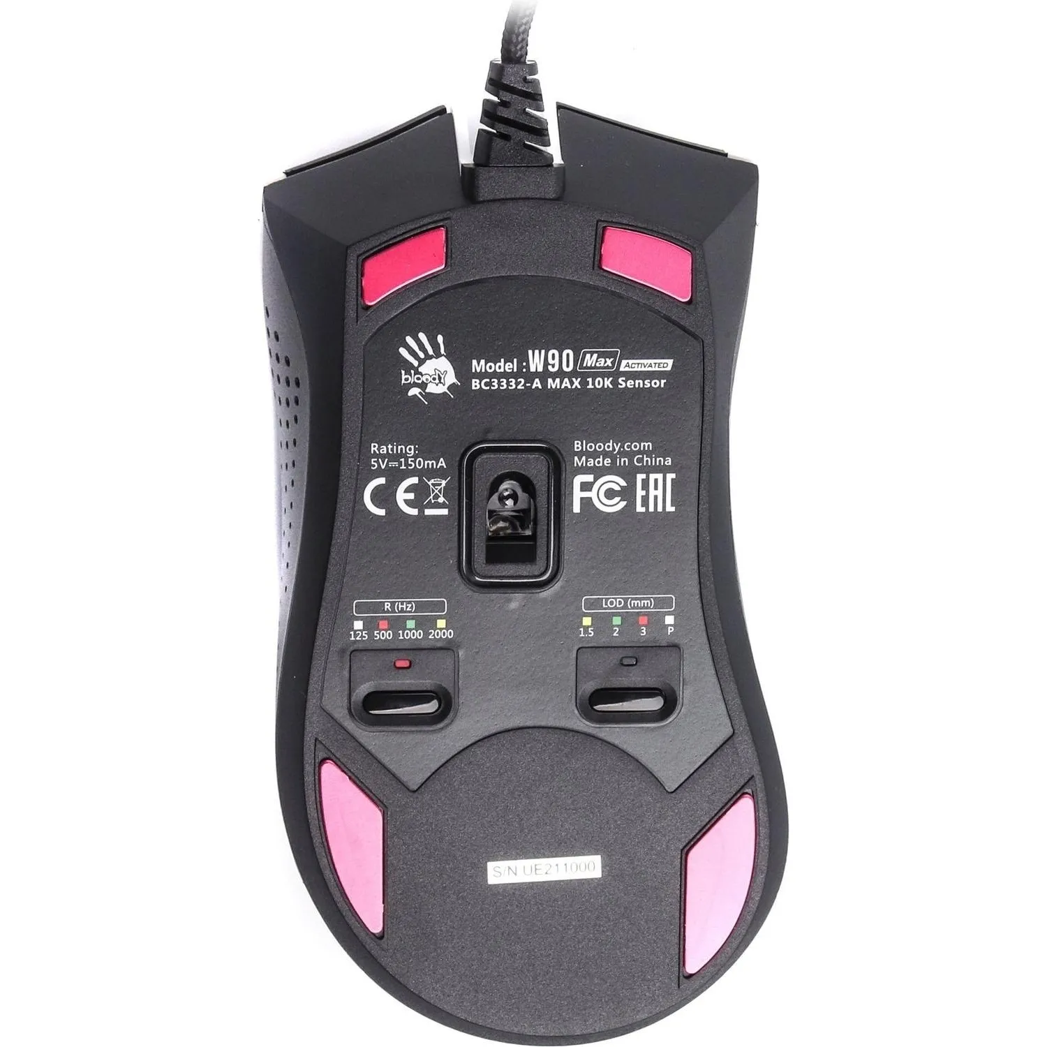 Мышь компьютерная A4Tech Bloody (W90 MAX PANDA)бел/черн 10000dpi USB 10but - фото 4