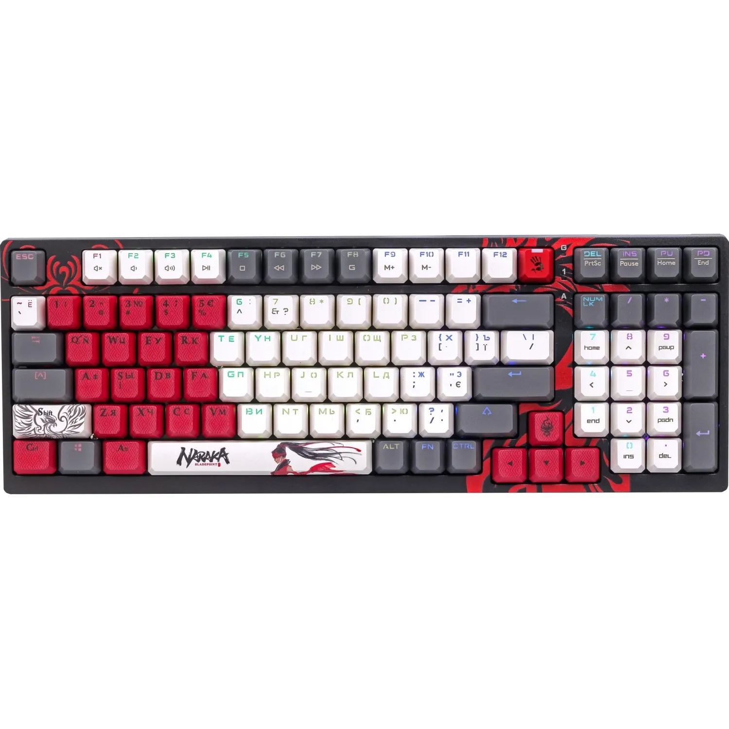 Клавиатура A4Tech Bloody(S98 NARAKA BLMS RED PLUS)мех.чер/крас USB gamerLED - фото 1