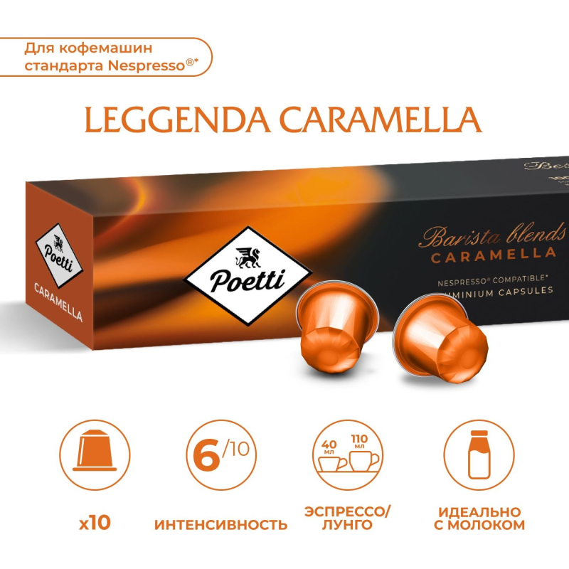 Кофе в капсулах Poetti Leggenda Caramella для системы Nespresso, 10 шт/уп - фото 7