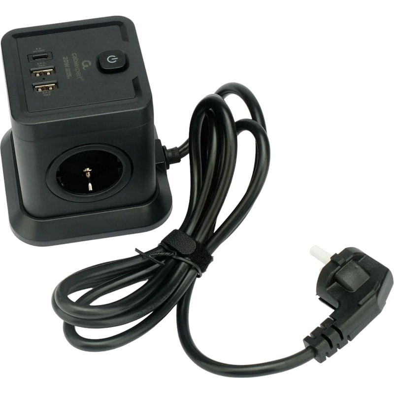 Сетевой фильтр Cablexpert Tower 4р/2м, 10А, 2хUSB, черный(TWR-4-CU2-B-2) - фото 2