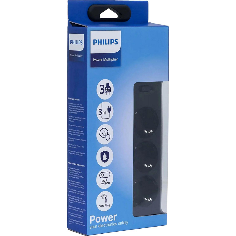 Сетевой фильтр Philips CHP2135BB/51 3р/3м, 10А, черный - фото 2