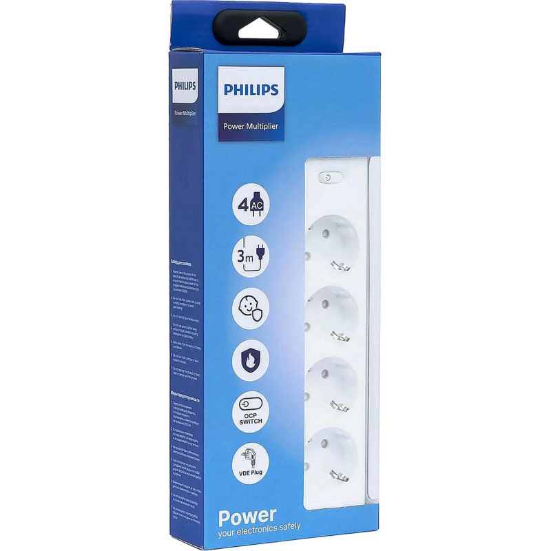 Сетевой фильтр Philips CHP2145WB/51 4р/3м, 10А, белый - фото 2