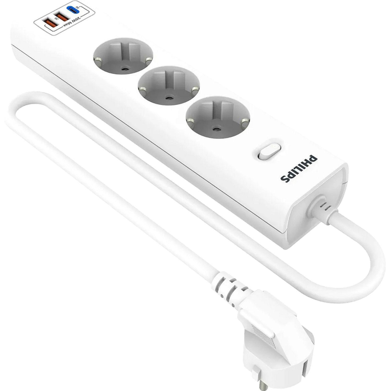 Сетевой фильтр Philips CHP4336WA/51 3р/2м с USB, 10А, белый - фото 1