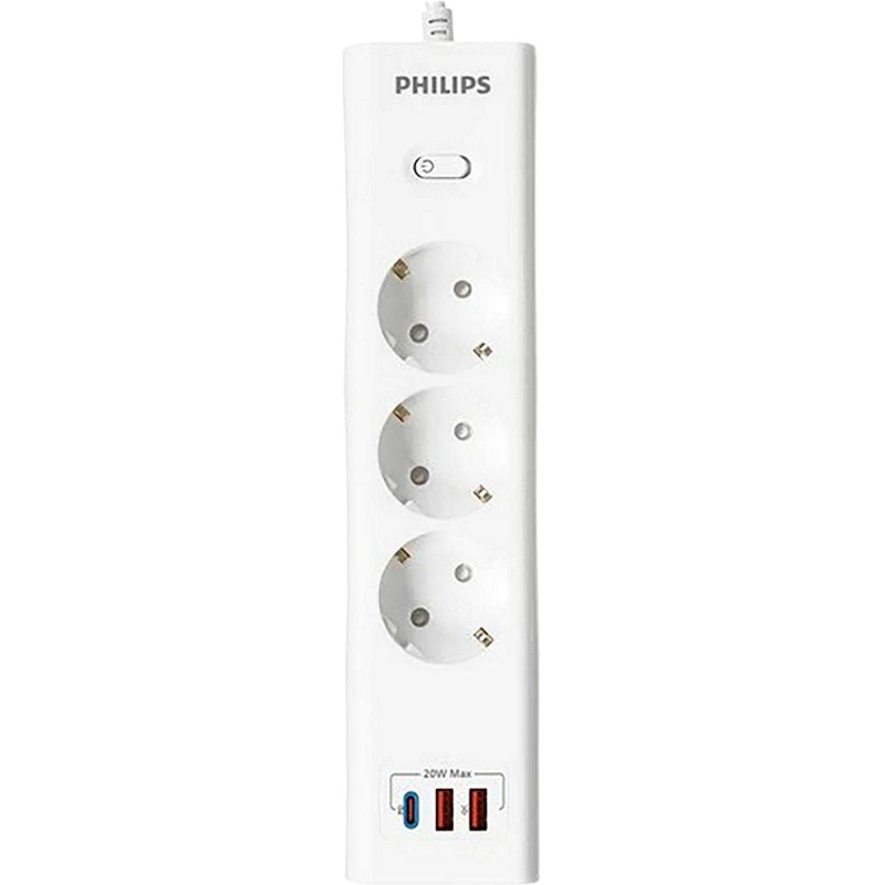 Сетевой фильтр Philips CHP4336WA/51 3р/2м с USB, 10А, белый - фото 2