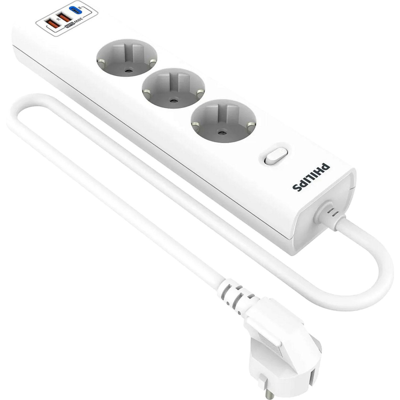 Сетевой фильтр Philips CHP8236WB/51 3р/3м с USB, 10А, белый - фото 1