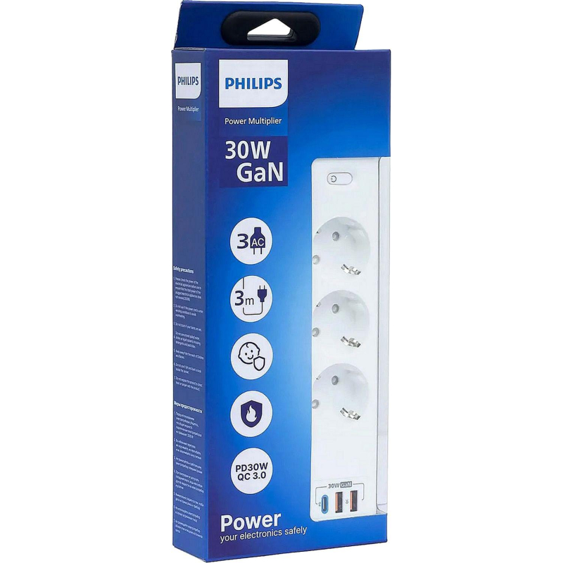 Сетевой фильтр Philips CHP8236WB/51 3р/3м с USB, 10А, белый - фото 4