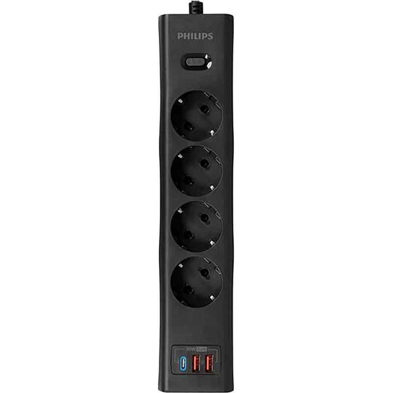 Сетевой фильтр Philips CHP8246BA/51 4р/2м с USB, 10А, черный - фото 2