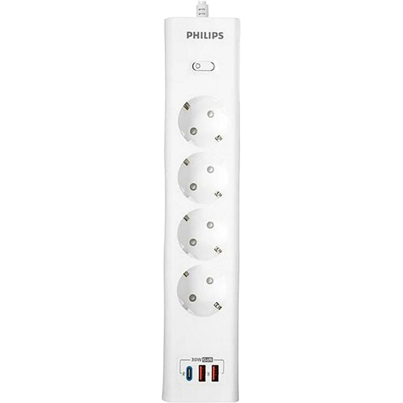 Сетевой фильтр Philips CHP8246WA/51 4р/2м с USB, 10А, белый - фото 2