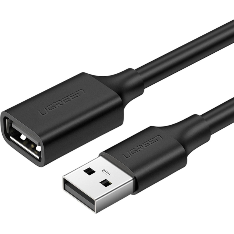 Кабель UGREEN US103 (10317) USB 2.0 A Male to A Female Cable.3м черный - фото 1