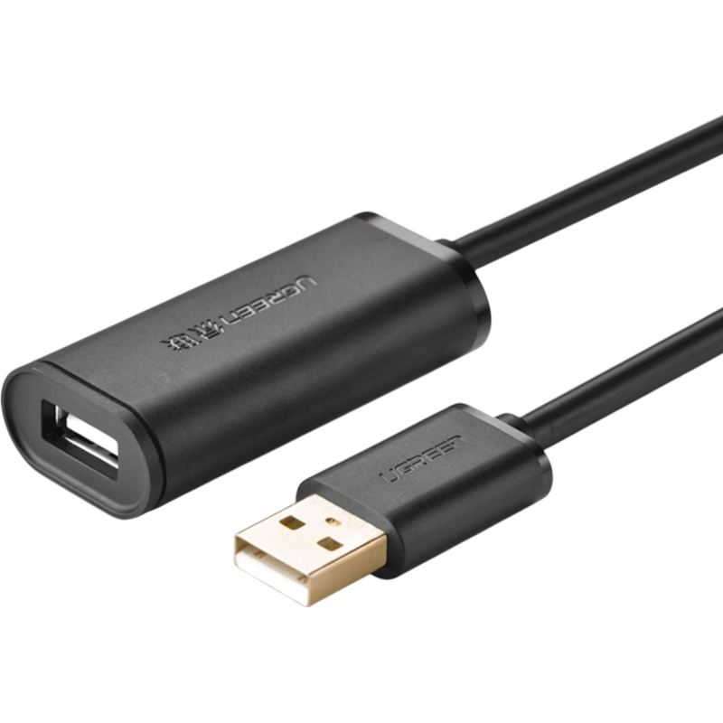 Кабель UGREEN US121 (10319)USB 2.0 Active Extension Cable +Chipset 5м черн - фото 1