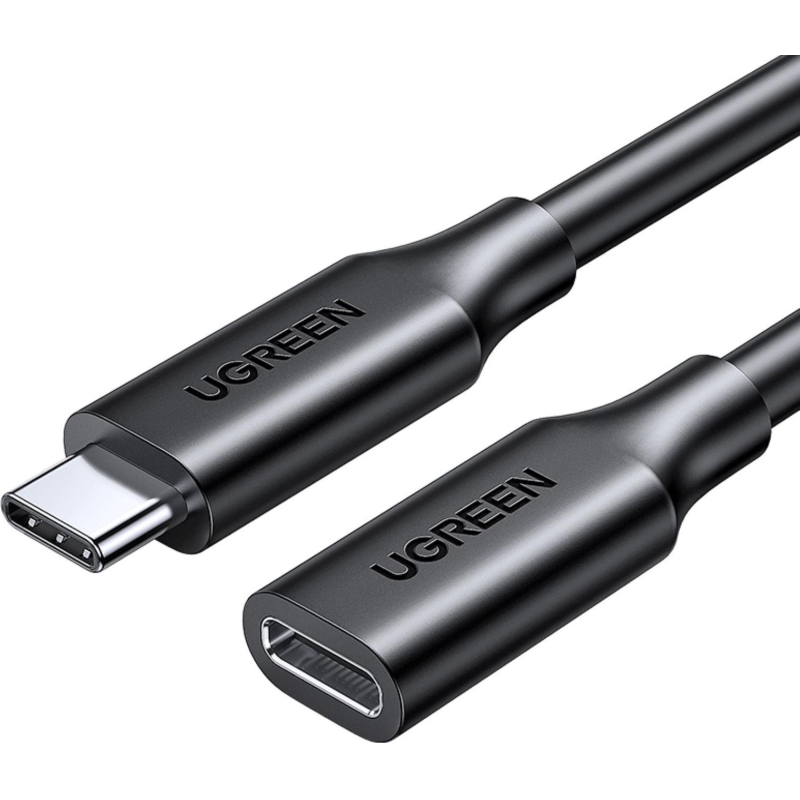 Кабель UGREEN US353 (10387) USB-C/M to USB-C/F Gen2 5A 10Gbps.1м черный - фото 1