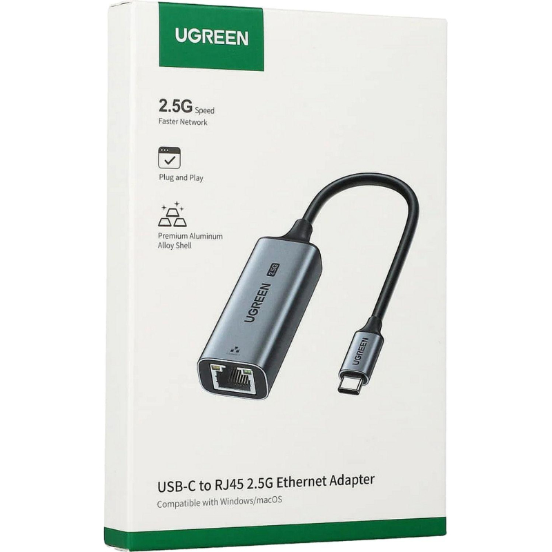 Сетевой адаптер UGREEN CM648 (25051) USB-A 3.0 to RJ45 2.5G серый - фото 2