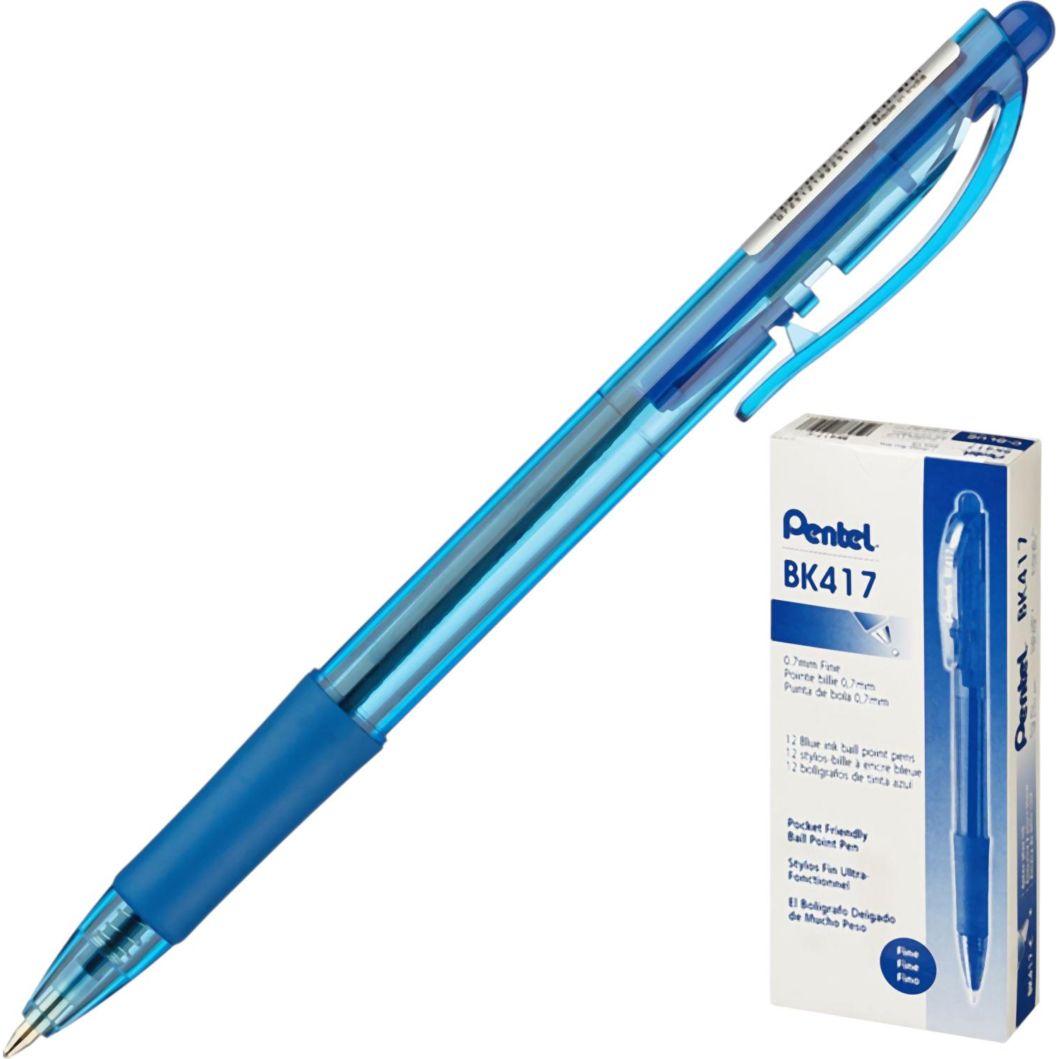 Ручка шариковая автомат. PENTEL BK417-С рез.манж.син ст. 0,7мм - фото 2
