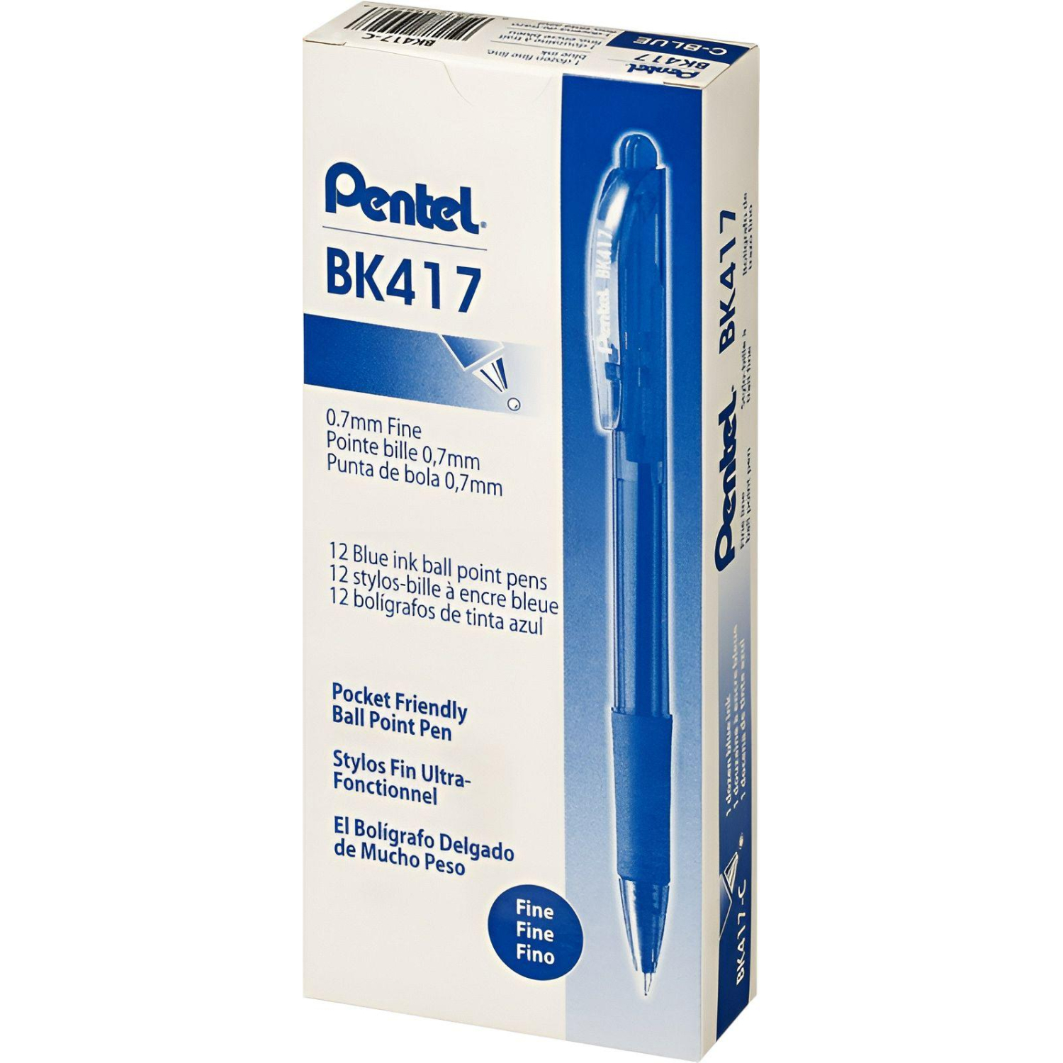 Ручка шариковая автомат. PENTEL BK417-С рез.манж.син ст. 0,7мм - фото 3