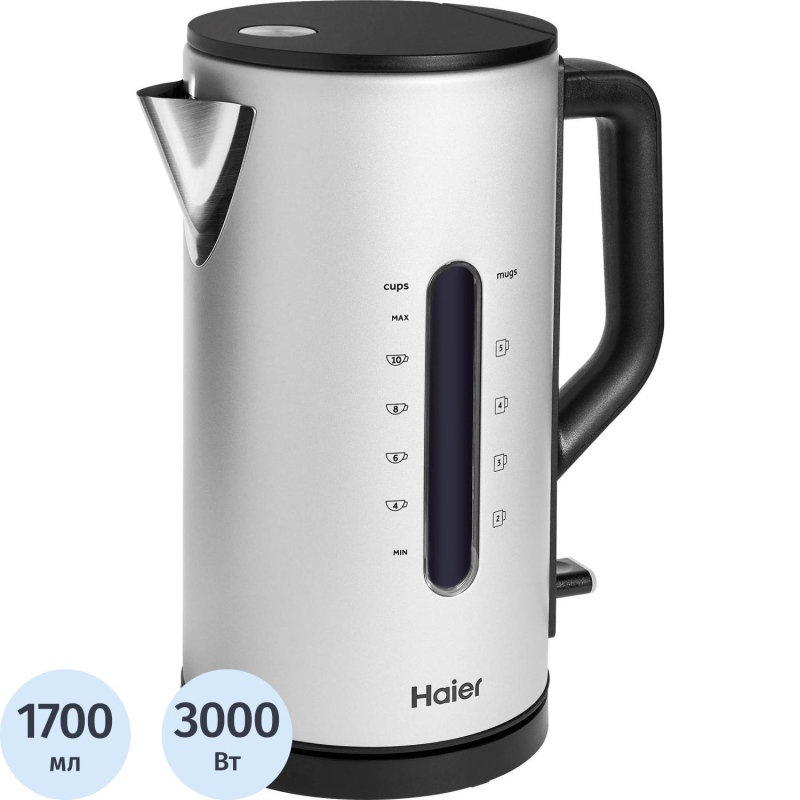 Чайник Haier HK-601,1.7 л серебристый (QA0082M00RU) - фото 1