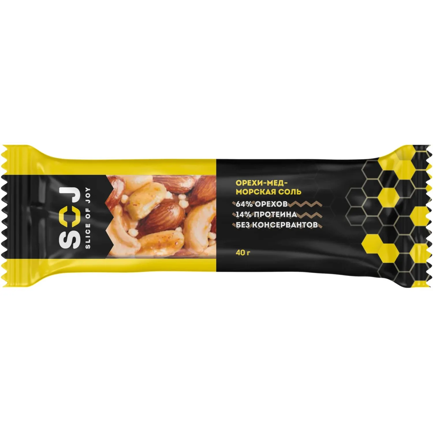 Батончик SOJ ореховый с медом орехи -мед-морская соль 40г 20шт/уп - фото 2