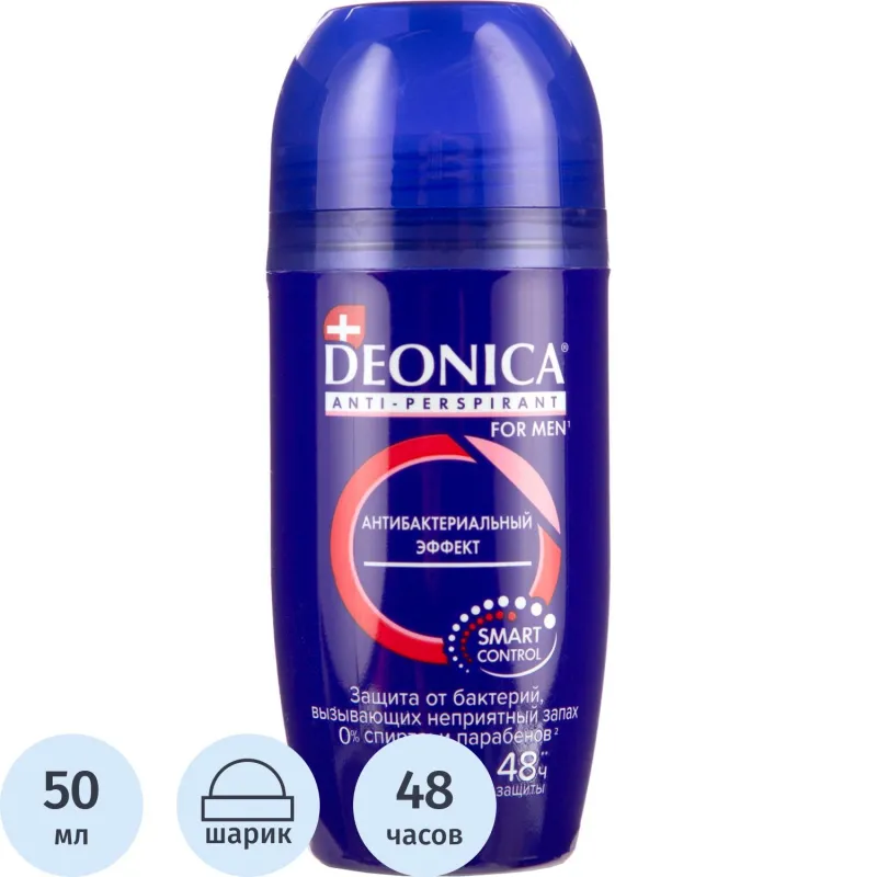 Дезодорант-антиперспирант DEONICA FOR MEN Антибак эффект 50мл ролик шоубокс - фото 1