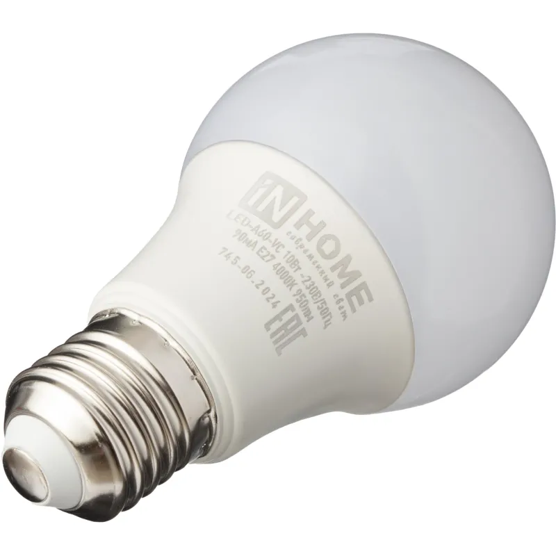 Лампа светодиодная LED-A60-VC 10Вт 230В Е27 4000К IN HOME - фото 3