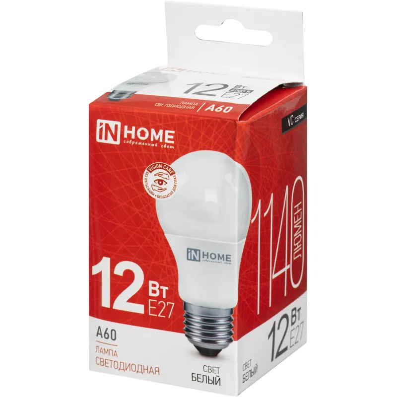 Лампа светодиодная LED-A60-VC 12Вт 230В Е27 4000К IN HOME - фото 4