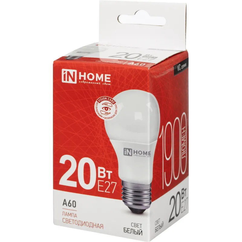 Лампа светодиодная LED-A60-VC 20Вт 230В Е27 4000К IN HOME - фото 4