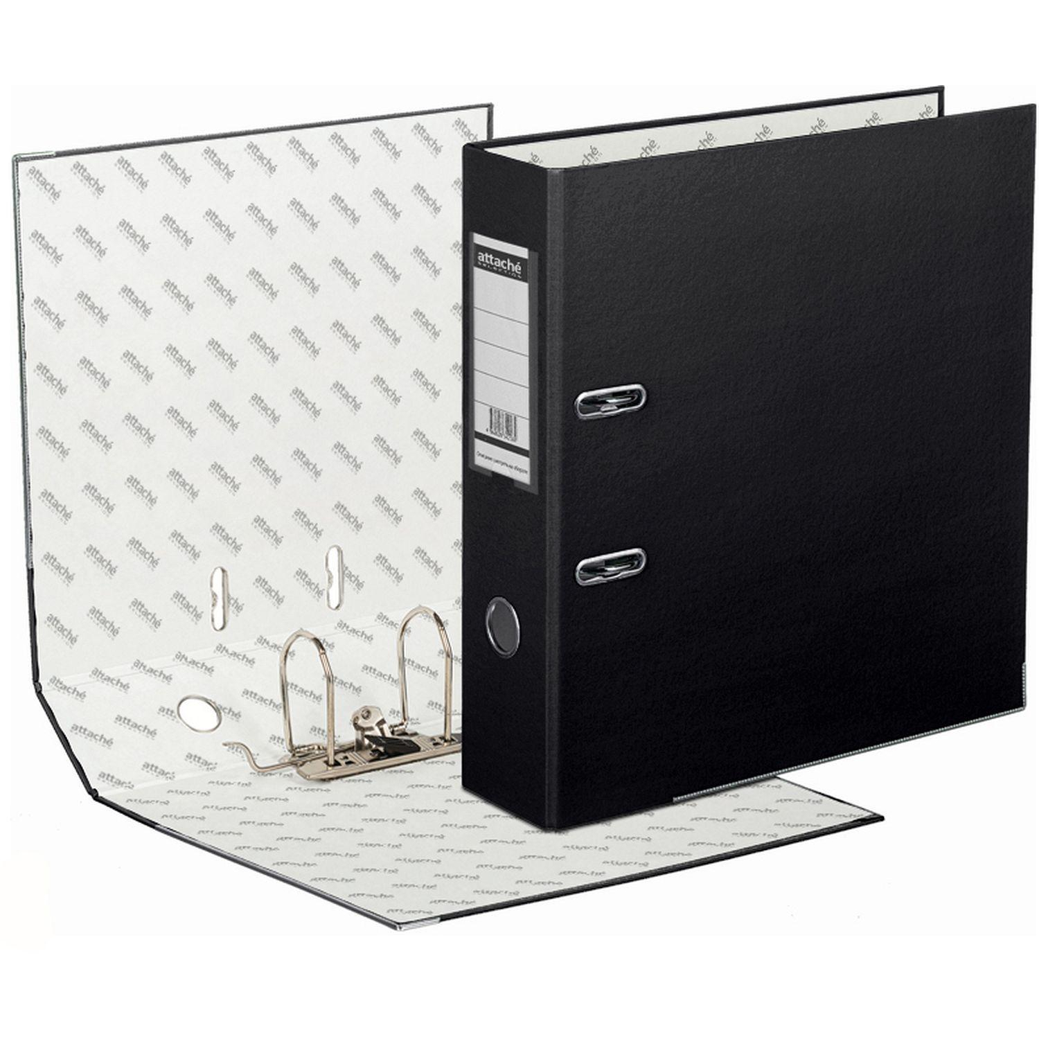 Папка-регистратор ECONOMY PLUS 80мм,чер,ПБП1,карм.кор,мет.уг - фото 2