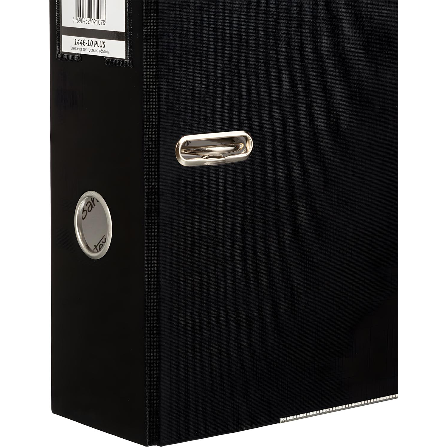 Папка-регистратор ECONOMY PLUS 80мм,чер,ПБП1,карм.кор,мет.уг - фото 4