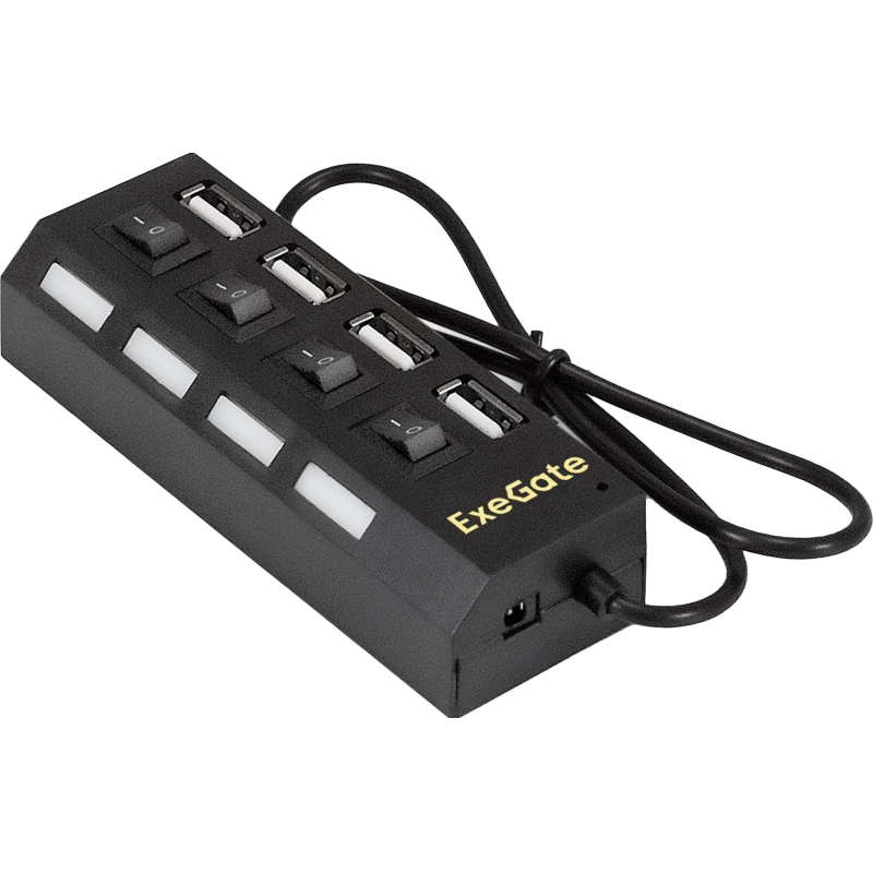 Концентратор USB хаб ExeGate (EX293977RUS) DUB-42SW 4-в-1 черн - фото 2