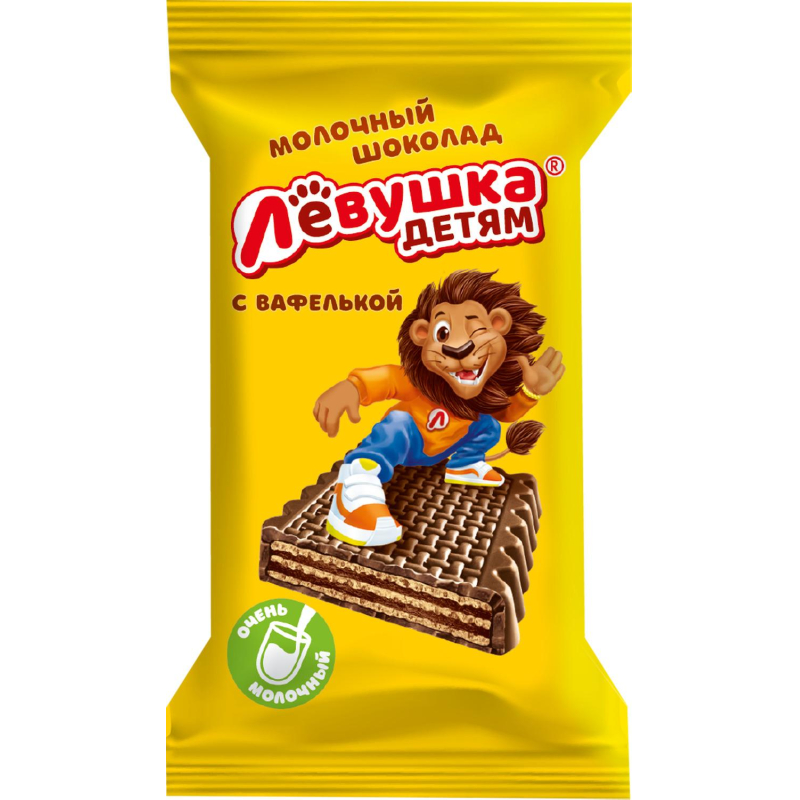 Шоколад Левушка детям молочный с вафлями флоупак 27,5 30шт/уп - фото 1