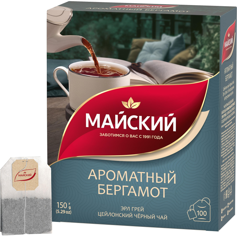 Чай Майский Ароматный Бергамот черный, аромат, в пакектиках 1,5гx100шт - фото 4