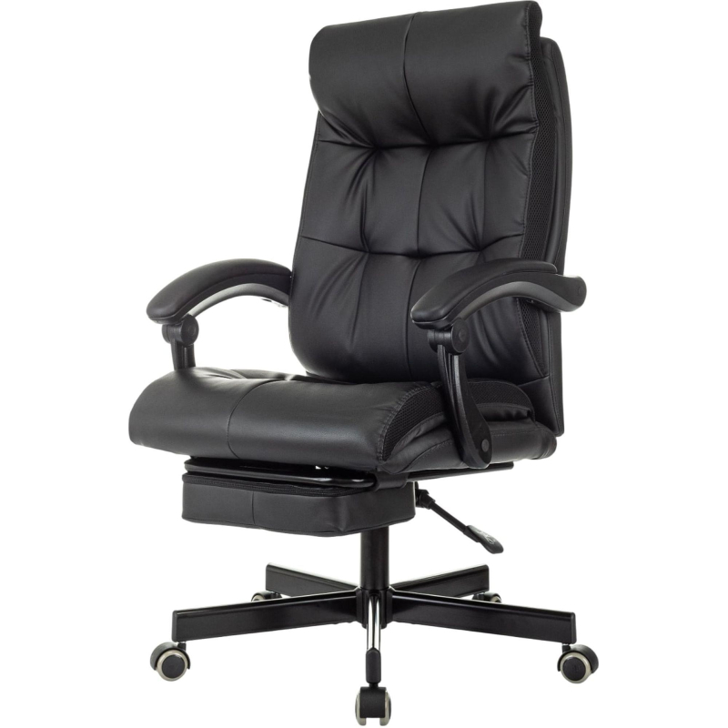 Кресло VB_EChair 624 PU PM черный эко.кожа  подст.для ног - фото 1