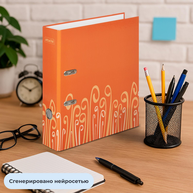 Папка-регистратор Attache Fantasy 75мм ламин.картон оранжевый,бум/лам.карт - фото 15