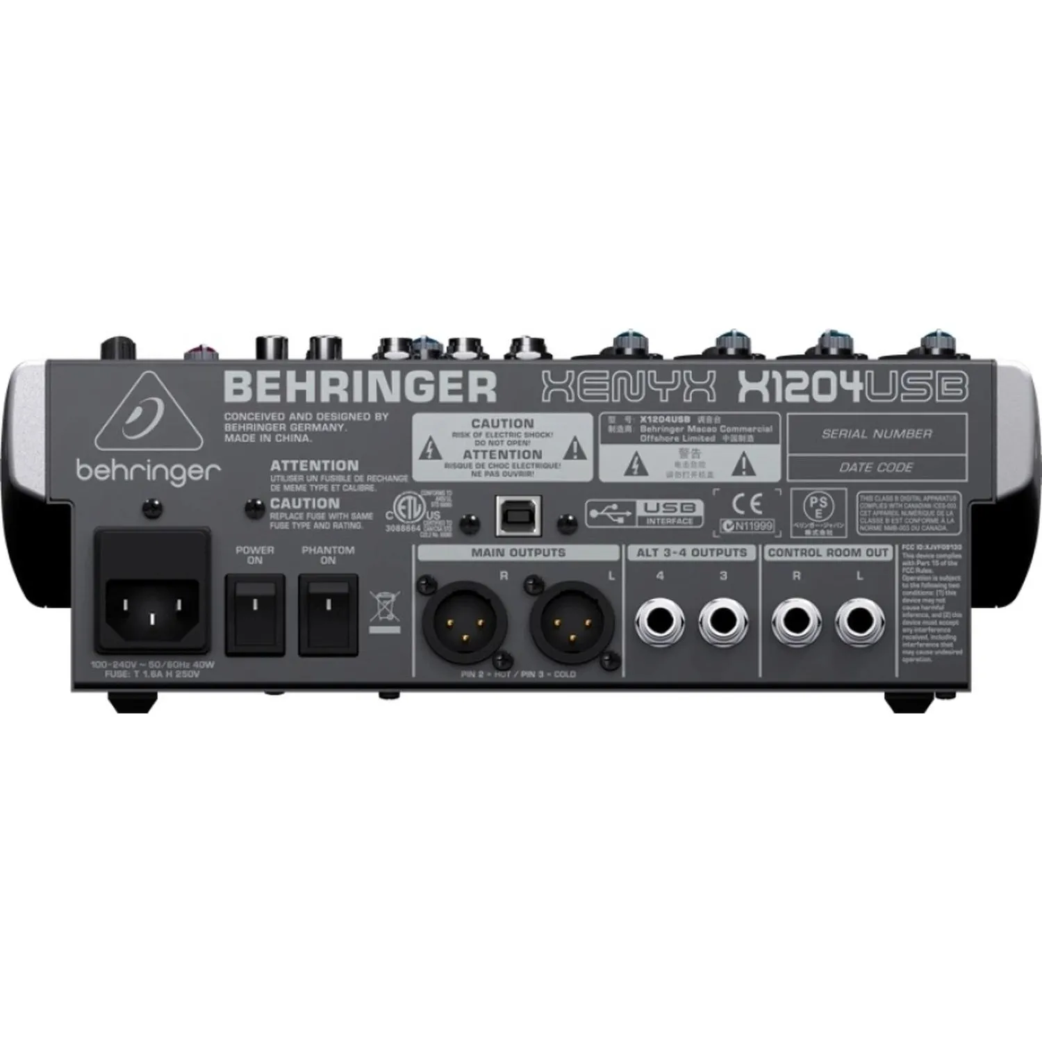 Микшерный пульт Behringer 1204USB, 4 моновхода, 2 стерео, 2 AUX-шины, USB - фото 4