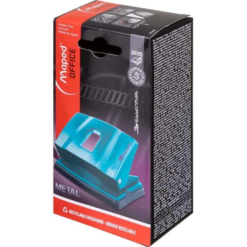 Дырокол ESSENTIALS METAL DECO металл,2 отв,20/25л,бирюз,короб.с подв.402400 - фото 9