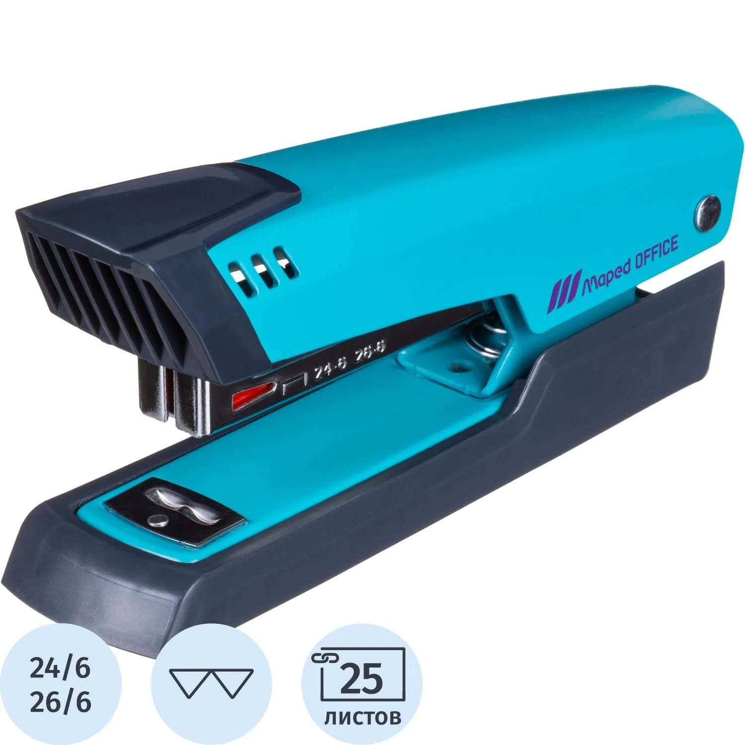 Степлер ESSENTIALS METAL DECO метал,20/25л,скобы24/26/6,бирюз,в кор. 354300 - фото 1