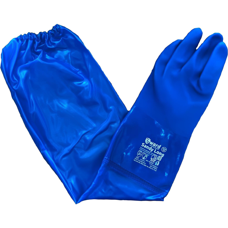 Перчатки ПВХ КЩС Gward Sandy Long PVC014 синие р.10,XL (6 пар/уп) - фото 1