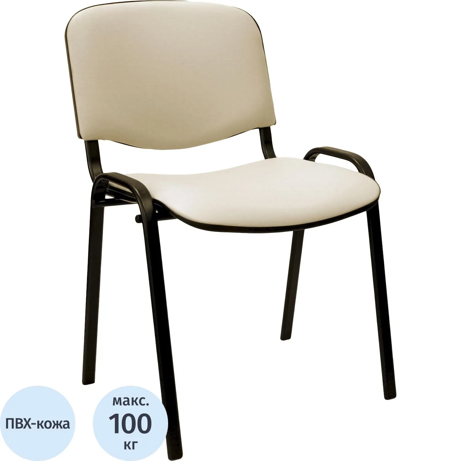 Стул 0MX_UA_EChair Rio(ИЗО/ISO) черный, к/з бежевый V-18 - фото 1