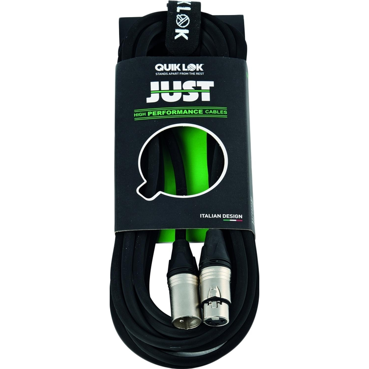 Кабель микрофонный Quik Lok Just MF 1 SL, метал. разъемы XLR/F - XLR/M, 1м - фото 1