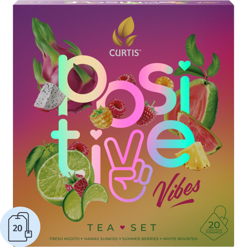 Чай Curtis Positive Vibes Tea Set ассорти, 4 вкуса, 20 пирамидок - фото 1