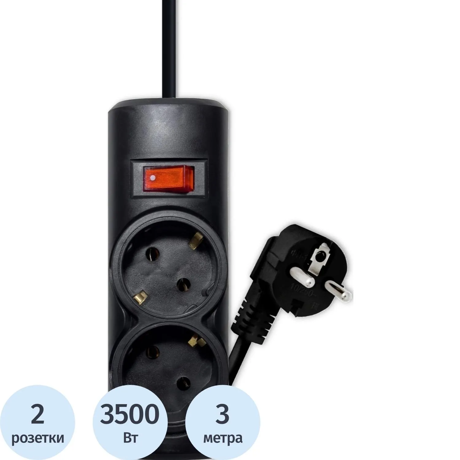 Сетевой фильтр PROGIX PG246 2р/3м/3,5кВт/16А заземление, черный,КГ-ХЛ 3х1.5 - фото 1