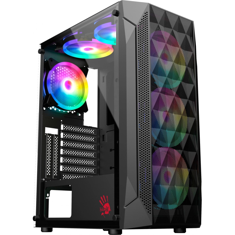 Корпус Bloody BD-CC107F черный без БП ATX 4x120mm 1xUSB3.0 audio bott PSU - фото 1