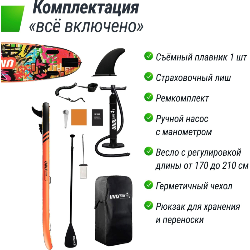 Сапборд SUP-борд UNIXline City Graffiti 335 см SUPCG335 - фото 9