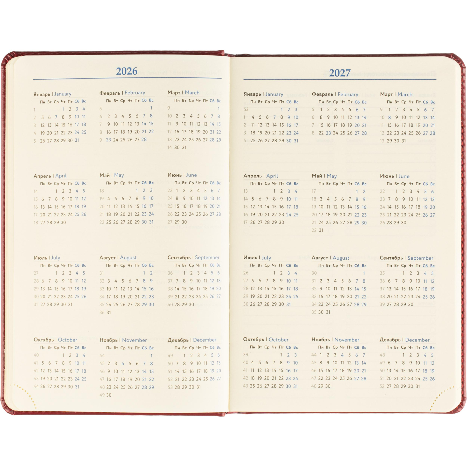 Ежедневник датированный 2026 Attache А5, 168л, 138x213мм, под кожу бордовый - фото 9