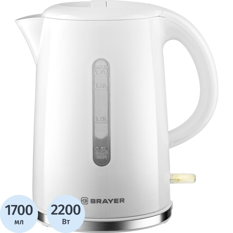 Чайник BRAYER 6108BR,электрический,2200Вт,1,7л,пласт.корп,шкала,подсвет - фото 1