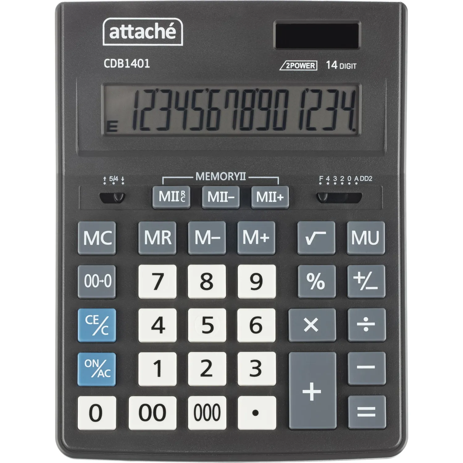 Калькулятор настольный Attache CDB1401-BK 14-разрядный черный 205x155x35 мм - фото 1