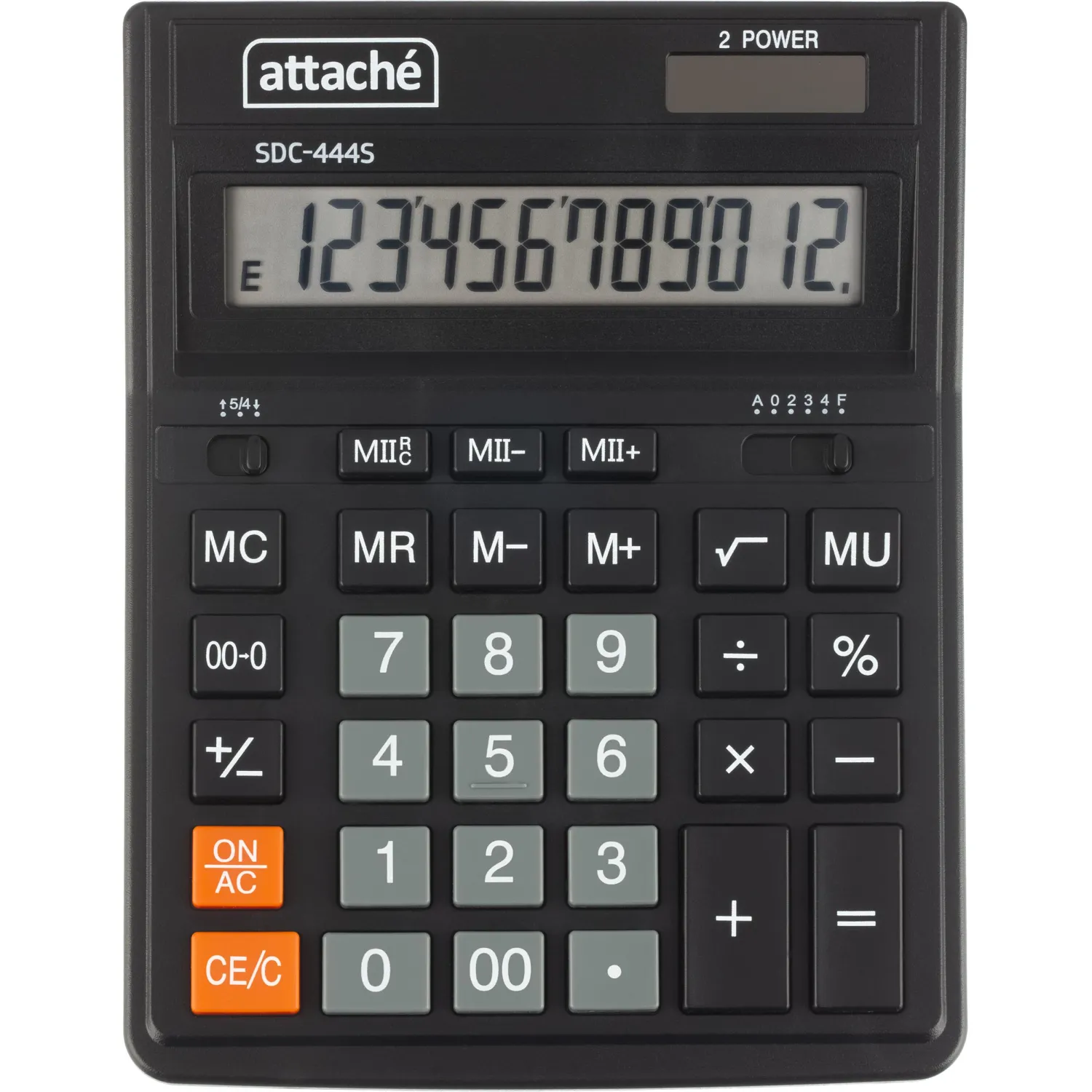 Калькулятор настольный Attache  SDC-444S 12-разрядный черный 206х158х33мм - фото 1