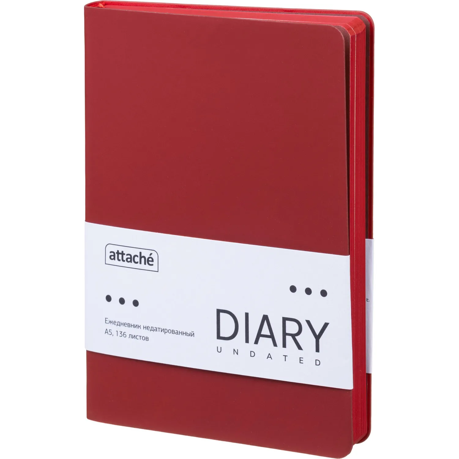 Ежедневник недатированный ATTACHE Soft touch А5, 140х200мм, 136л, красный - фото 1