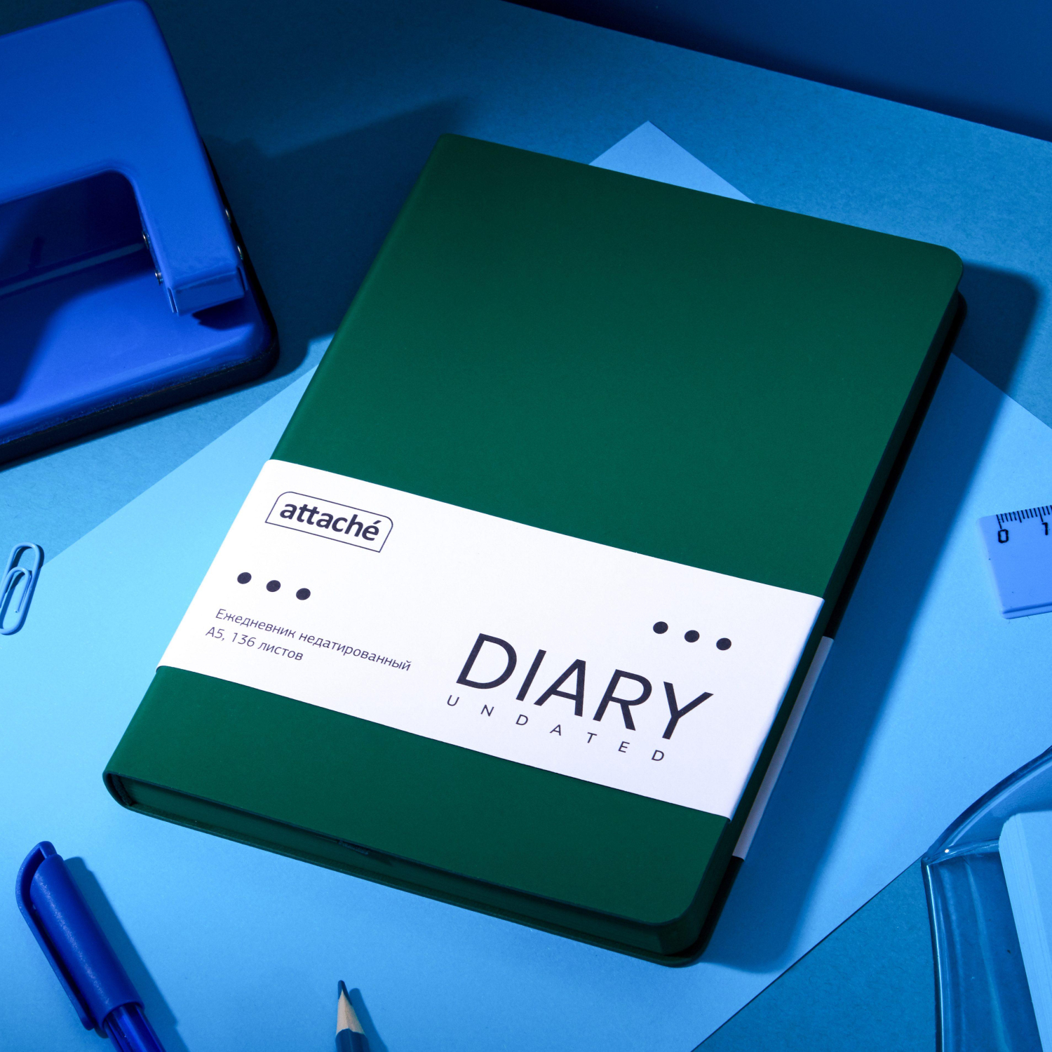 Ежедневник недатированный ATTACHE Soft touch А5,140х200мм,136л, темно-зелен - фото 18