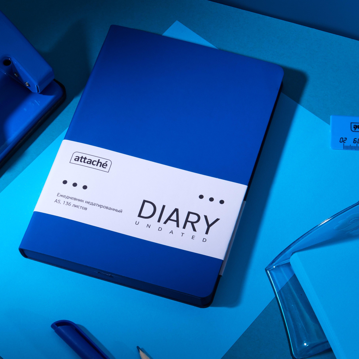 Ежедневник недатированный ATTACHE Soft touch А5,140х200мм,136л, синий - фото 19